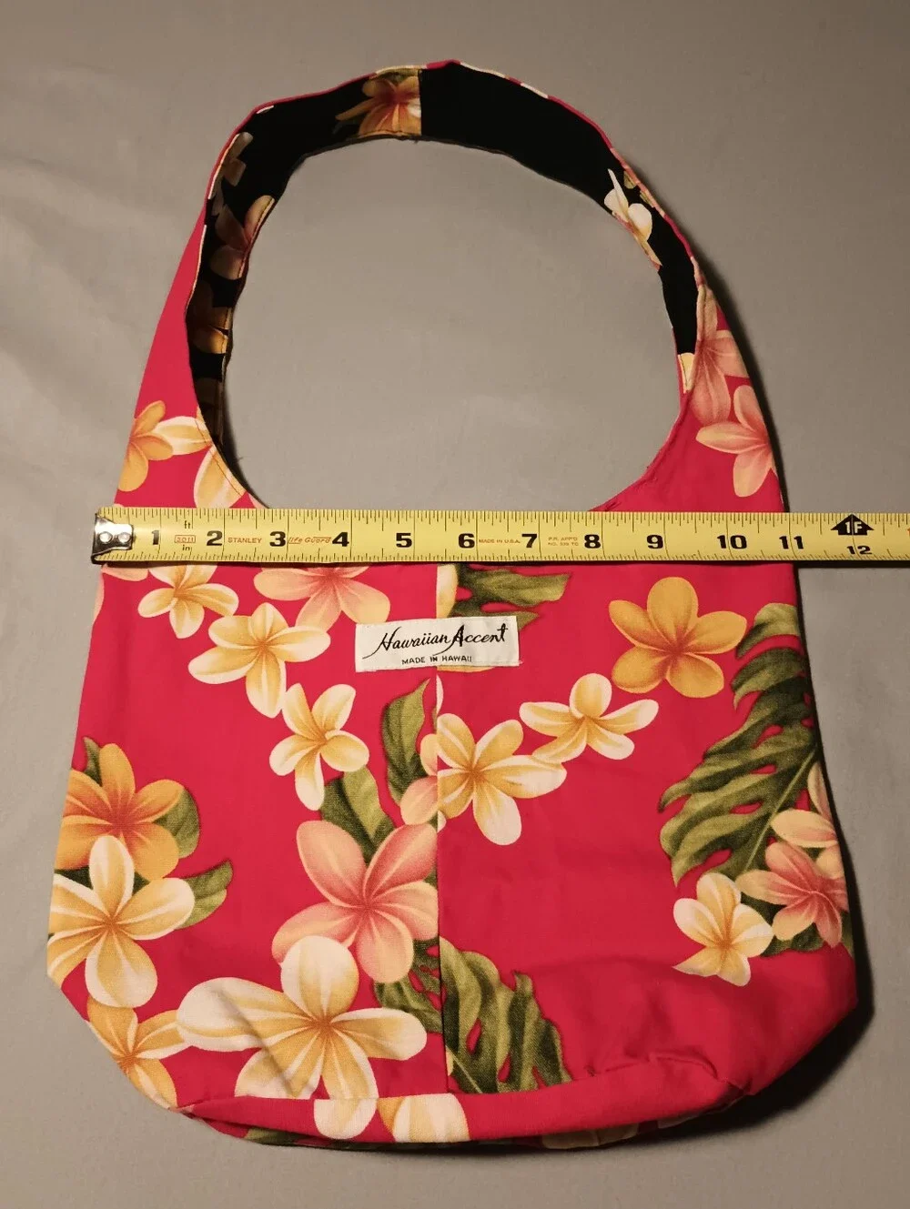 Hawaiian Accent Reversible Fabric Hobo Shoulder Bag
